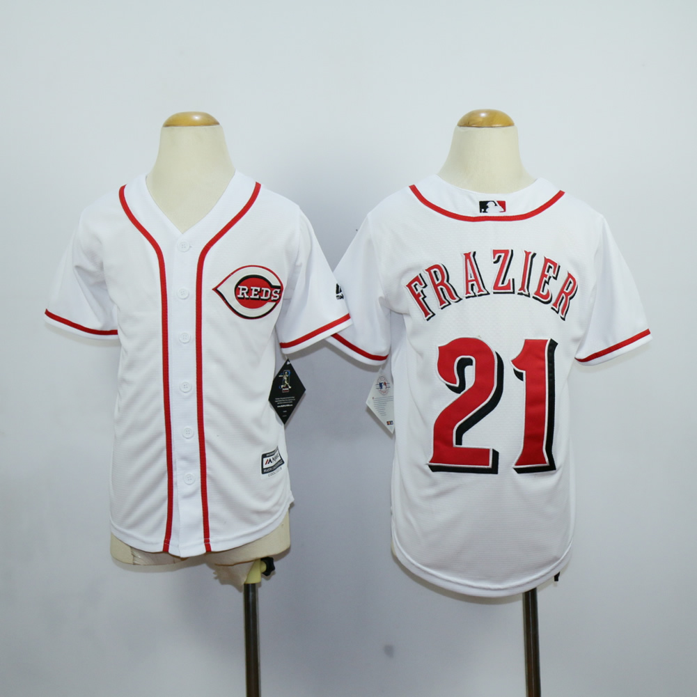 MLB Cincinnati Reds Youth 21 Frazier white jerseys